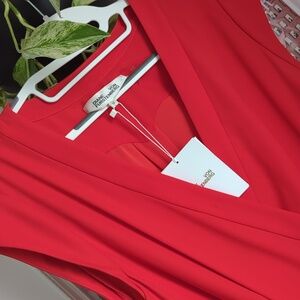 NWT Diane von Furstenburg candy apple red formal jumpsuit, Size 10